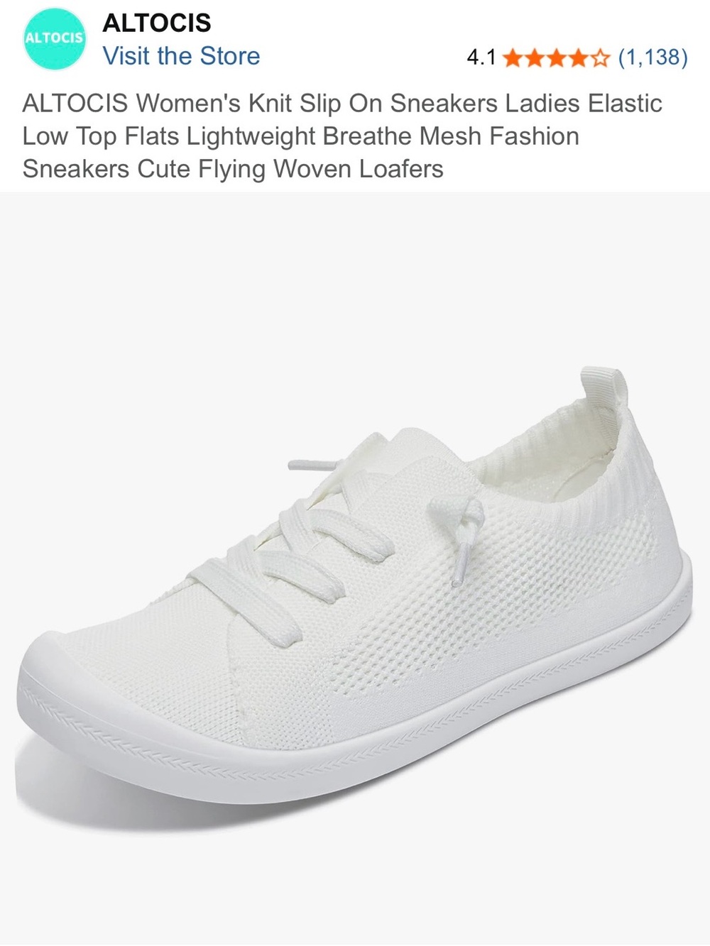ALTOCIS from Amazon All-White Knit Casual Lace-Up Sneakers - Picture 2 of 10